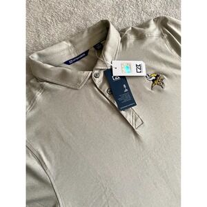 Cutter & Buck Coastline Epic Comfort Eco Polo Shirt Men L Gray Minnesota Vikings